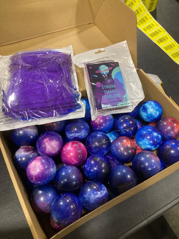 Photo 1 of Libima 150pcs Galaxy Stress Balls Gift Set 2 Inch Foam Squeeze Balls Card and Organza Bag Toys for Stress Relief Outer Space Astronaut Party Reward Adults Prize Favors Supplies