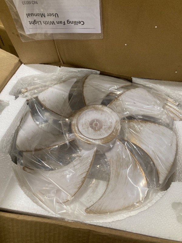 Photo 1 of Garwarm 20" Caged Ceiling Fan With Light, Flush Mount Bladeless Fandelier With Remote, Small Low Profile for Bedroom, Kitchen, Dining Room, White Gold