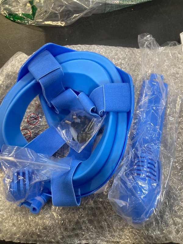 Photo 1 of QingSong Kids Snorkel Mask Full Face, Snorkeling Set with Camera Mount, 180 Degree Panoramic View Snorkeling Gear Anti-Fog Anti-Leak