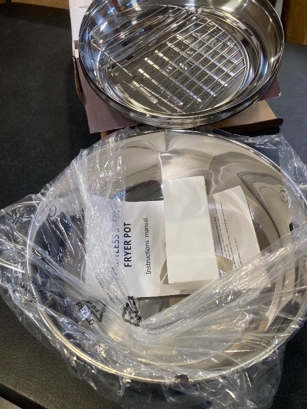 Photo 1 of Kerilyn Deep Fryer Pot, 11 Inch/4.2 L Janpanese Style Tempura Frying Pot with Lid, 304 Stainless Steel with Temperature Control and Oil Drip Drainer Rack, for Kitchen French Fries, Chicken etc