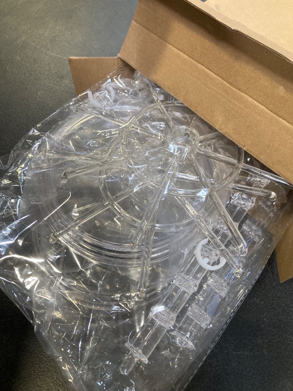 Photo 1 of 2 Pack Keychain Display Stand Rotating Jewelry 2 Tier Necklace Holder Plastic Spinning Bracelet Hanging Organizer Rotating Rack Earring Bracelet Stands for Vendors Malls Counter Dressing Table(Clear)
