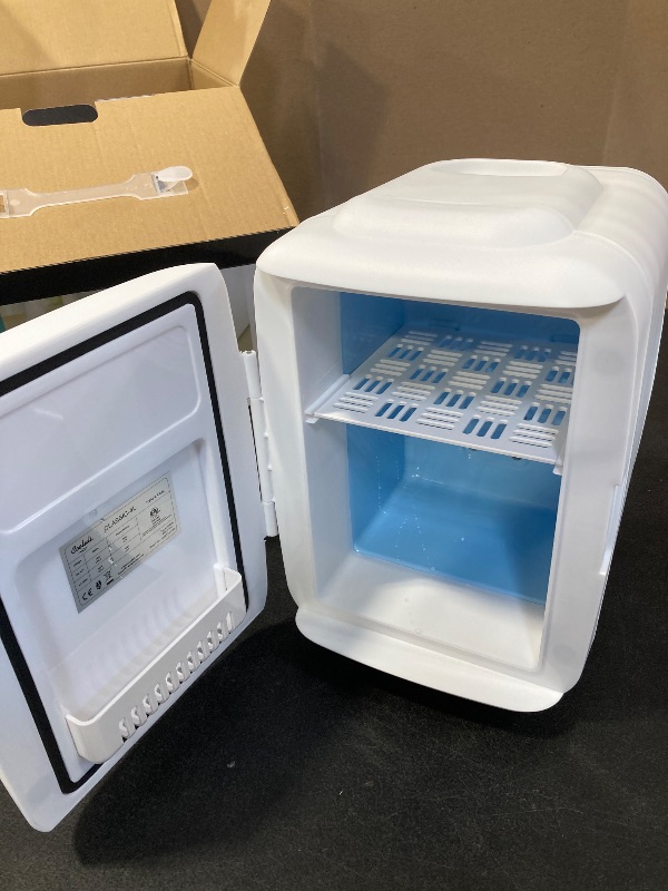 Photo 1 of Cooluli Mini Fridge for Bedroom - Car, Office Desk & Dorm Room - Portable 4L/6 Can Electric Plug In Cooler & Warmer for Food, Drinks, Skincare Beauty & Makeup - 12v AC/DC & Exclusive USB Option, White