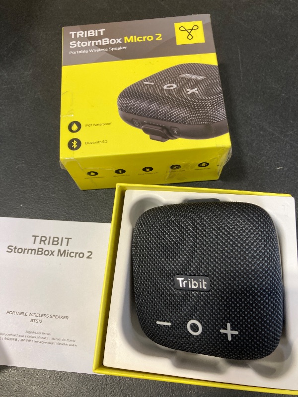 Photo 1 of Tribit StormBox Micro 2 Wireless Portable Speaker: 10W Loud Deep Bass Sound, IP67 Waterproof Bike Speaker with Bluetooth 5.3, 12H Playtime, TWS Pairing for Camping Travel Hiking