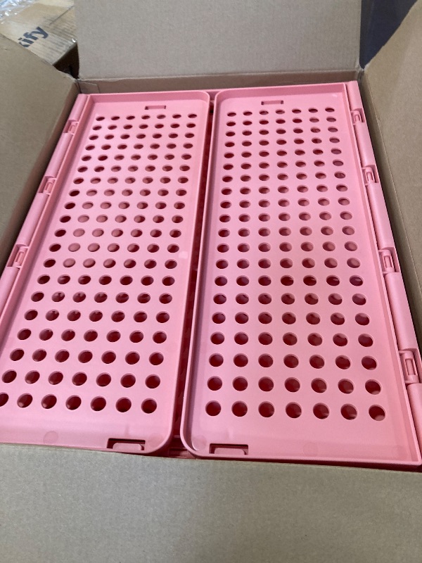 Photo 1 of SNSLXH 5 Pack Stackable Closet Organizer Box, Multifunctional & Foldable Closet Storage Basket for Bathroom Kitchen Laundry Room Wardrobe Storage, Space-Saving Clothes Storage Drawer Organizer, Pink