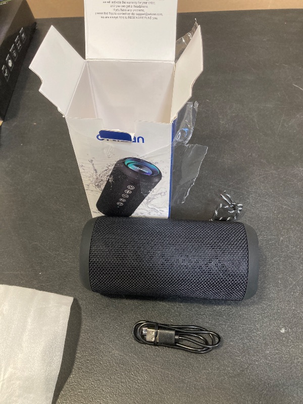Photo 1 of Ortizan Portable Bluetooth Speaker: IPX7 Waterproof, 24W Loud Sound, Deep Bass, Bluetooth 5.3, LED Lights, Wireless Stereo Pairing, 30H Playtime, for Home/Outdoor/Party/Beach, Birthday Gift (Black)