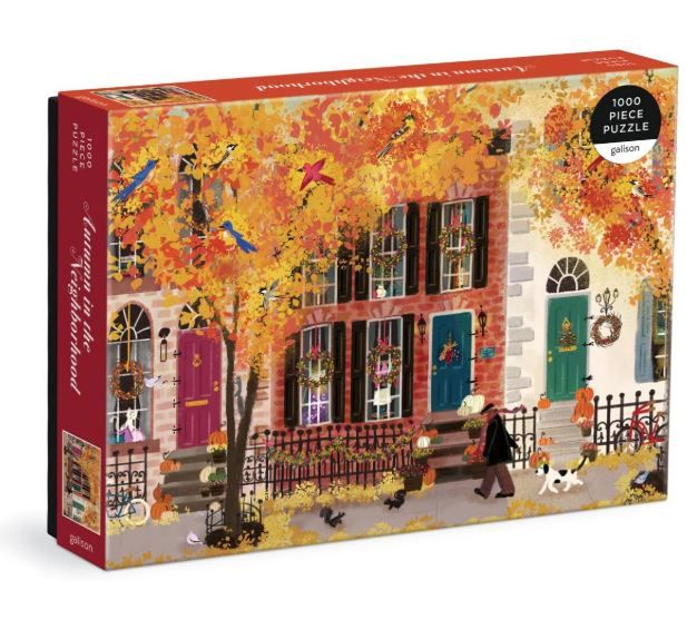 Photo 1 of Galison Autumn in The Neighborhood 1000 Piece Puzzle from Galison - 27" x 20" Beautifully Illustrated Puzzle from Joy LaForme, Thick & Sturdy Pieces, Challenging Activity for Adults, Unique Gift Idea!
