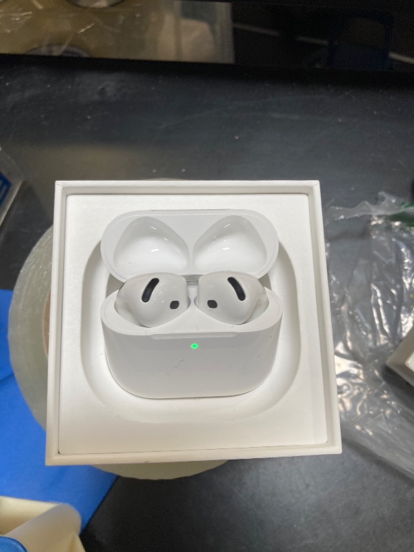 Photo 1 of Apple AirPods 4 Wireless Earbuds, Bluetooth Headphones, with Active Noise Cancellation, Adaptive Audio, Transparency Mode, Personalized Spatial Audio, USB-C Charging Case, Wireless Charging, H2 Chip