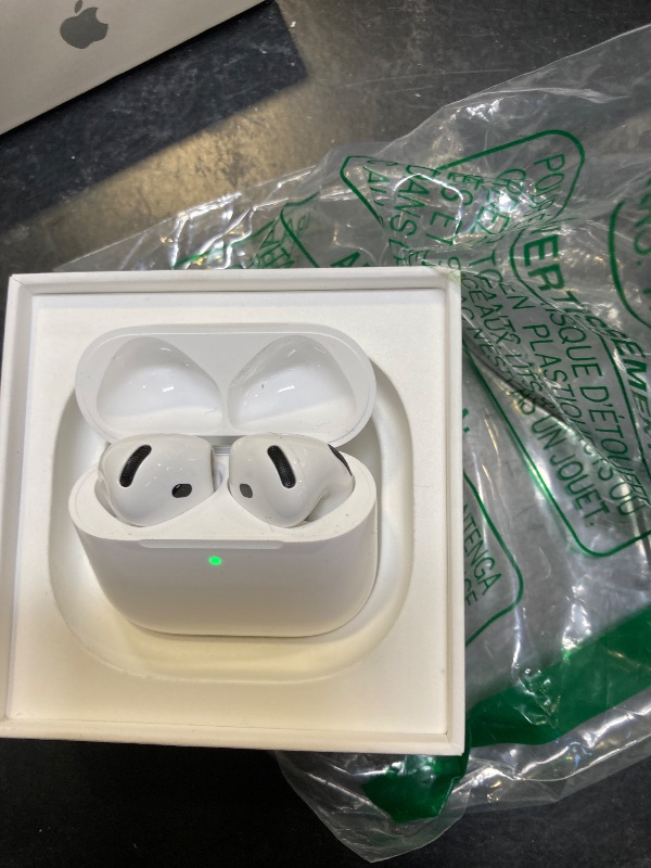 Photo 1 of Apple AirPods 4 Wireless Earbuds, Bluetooth Headphones, with Active Noise Cancellation, Adaptive Audio, Transparency Mode, Personalized Spatial Audio, USB-C Charging Case, Wireless Charging, H2 Chip