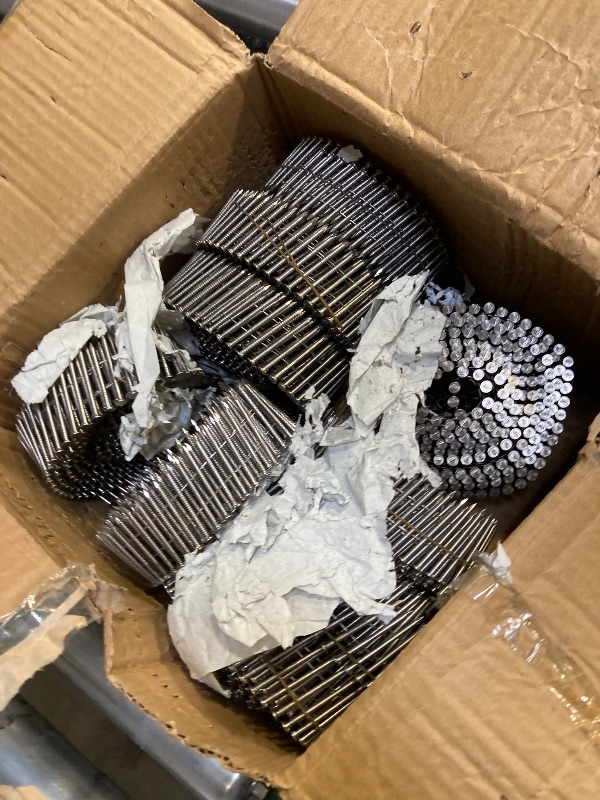 Photo 1 of 3600 Count Stainless Steel Coil Nails 15-Degree Collated Wire Coil Nails 1-1/2 Inch, 0.09 Inch Ring Shank `