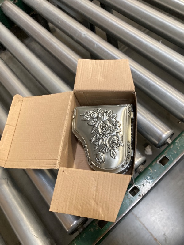 Photo 1 of ELLDOO Vintage Piano Music Box, Silver Metal Wind Up Musical Jewelry Box Keepsake Box, Small Trinket Jewelry Storage Box Gift for Girl Women (Tune: You are My Sunshine)
