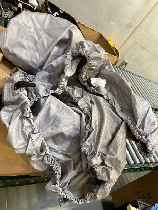 Photo 1 of  Heavy-Duty Boat Cover Cotton Boats Cover with Storage Bag Straps for V-Hull Tri-Hull Fishing Pro-Style Bass Runabout Boats Fits Boats Length 14-16ft Beam Width up to 90 Gray