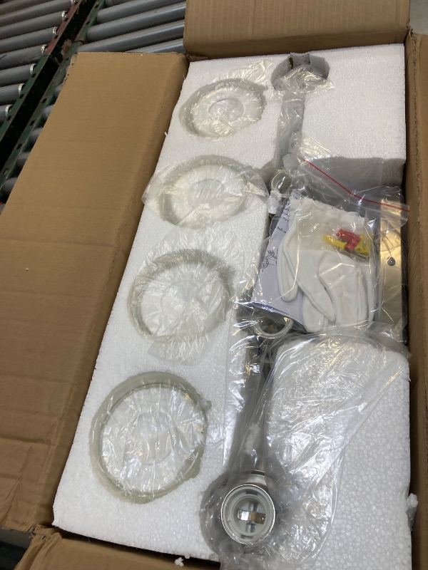 Photo 1 of  4 Light Bathroom Light Fixtures Brushed Nickel Vanity Light Over Mirror Modern Farmhouse Wall Lighting Sconces Wall Lamp for Bathroom, Bedroom, Living Room E26 Socket with Glass Shade 