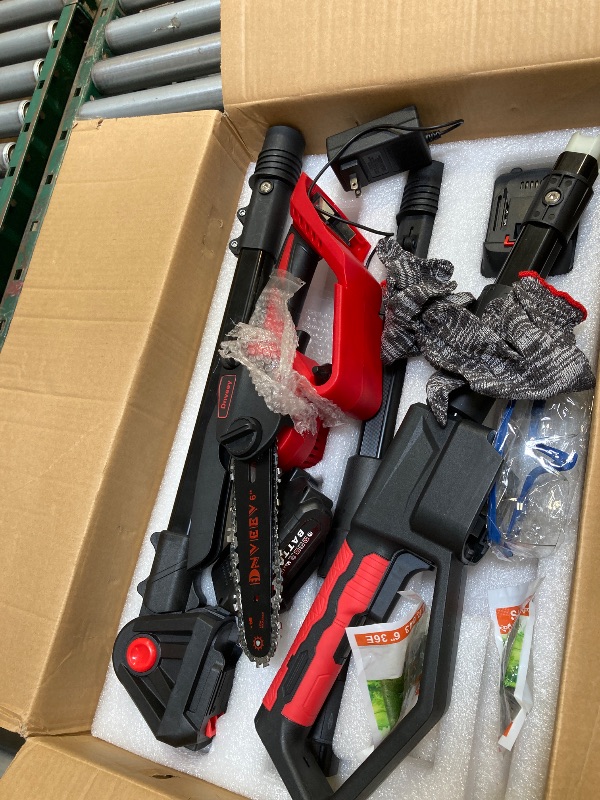 View 2 of  Cordless Pole Saw for Tree Trimming, 2-in-1 Electric Pole Saw & Mini Chainsaw Kit with 2x 21V Batteries, Long Reach for High Branches (DZJ3024) 