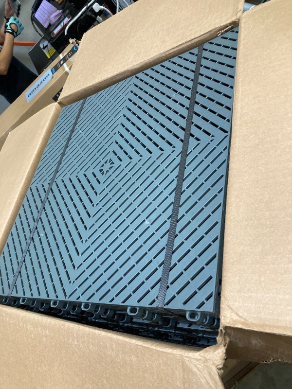 Photo 1 of Swisstrax Ribtrax Smooth PRO Interlocking Garage Floor Tiles, 15.75 x 15.75-Inch, Slate Grey, 24 Piece Set