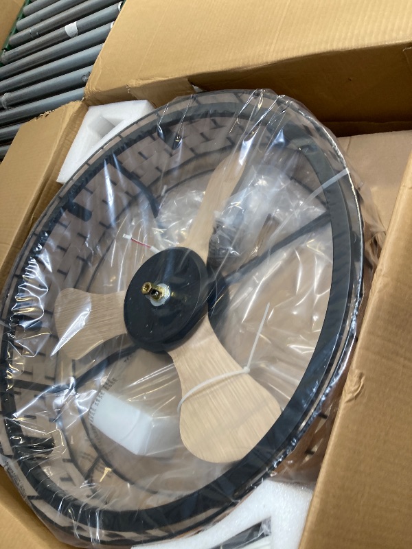 Photo 1 of  Orison 24" Caged Ceiling Fan with Lights, 2 Ways Control(App&Remote Control), Light Kit Included(8 Bulbs), Modern Farmhouse 