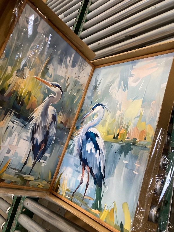 Photo 1 of  HLNIUC Great Blue Heron Wall Art Set of 3, Watercolor Coastal Bird Wall Decor(16x24), Wildlife Animal Illustrations Canvas Painting, Modern Boho Nature Avian Art Prints for Living Room,Bedroom, Office 