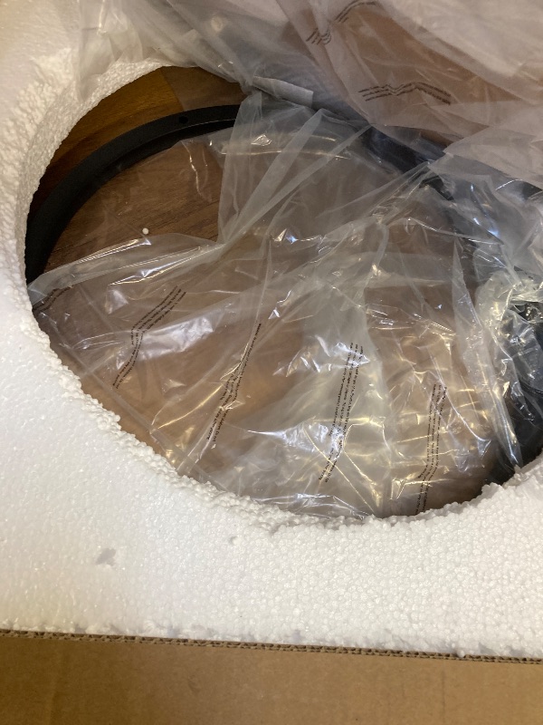 Photo 1 of Smuxee Nesting Coffee Table Set of 2, 23.6" Round Coffee Table Brown Wood with Adjustable Non-Slip Feet, Industrial End Table Side Tables for Living Room Bedroom Balcony Yard