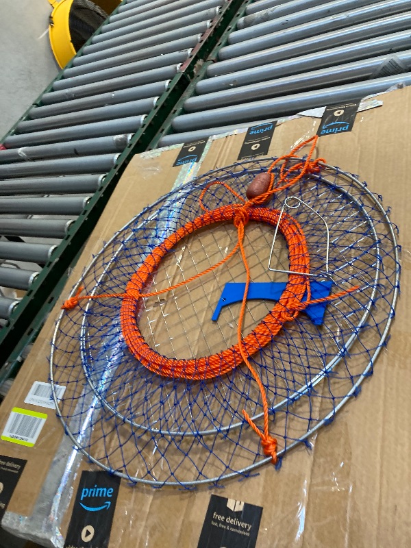 Photo 1 of  Palmyth Wire Grid Bottom Crab Nets Two Ring Crab Kit with Harness and Bait Clip 24” X 20” X 12” 