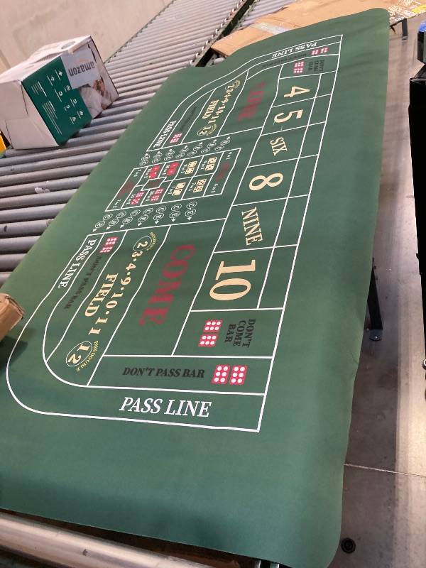Photo 1 of  Leyndo Craps Tabletop Game Set, Includes 35"x70" Rubber Craps Tabletop Layout Mat, Casino Grade AAA 19mm Dice, 3 Inch On/Off Buttons for Casino Poker Nights 