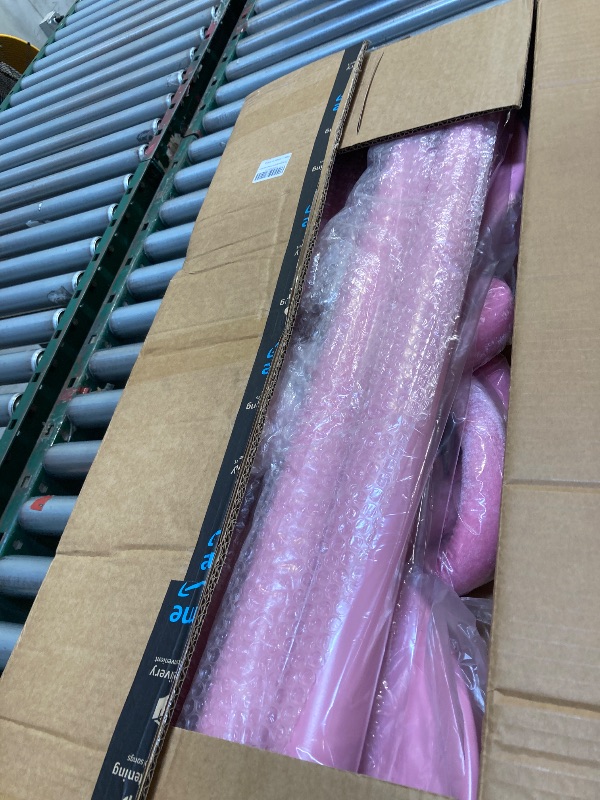 Photo 1 of  Velvet Pink Stanchion Set – 4 Stanchion Posts and 2 Pink Ropes Crowd Control Rope Safety Barriers Kit for Events Weddings Red Carpet Poles Ropes Set 