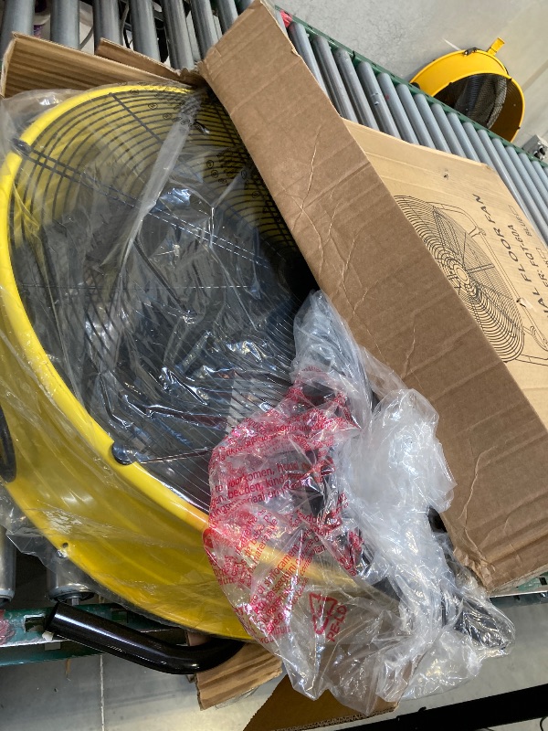 Photo 1 of  24 Inch High Velocity Heavy Duty Industrial Fan with 3-Speed Adjustment Up to 8100 CFM, Large Fan Floor For Factory Storehouse Workshop Garage Gym Patio with Fans Cover. Yellow 