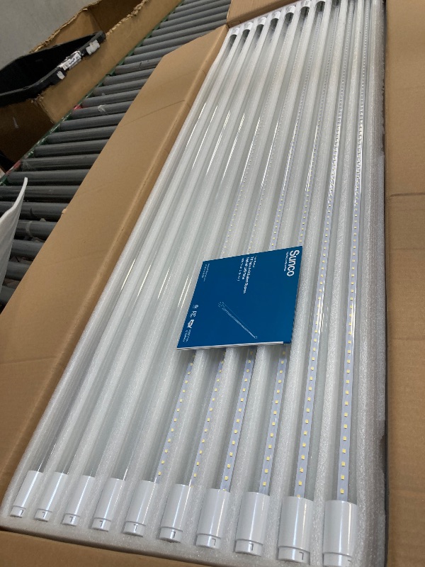 Photo 1 of Sunco 50 Pack T8 LED Bulbs 4 Foot, 48 Inch Tube Light Bulbs Fluorescent Replacement, Single or Double Ended Hybrid Type A+B, 2400 LM, 20W, 5000K Daylight, Clear Lens ETL