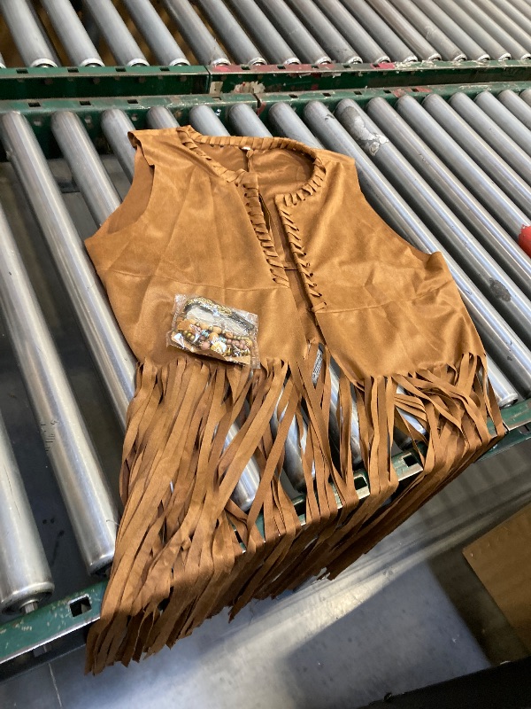 Photo 1 of Women Fringe Vest 70s Hippie Faux Suede Sleeveless Tassels Cardigan Cowgirl Western Tops xl