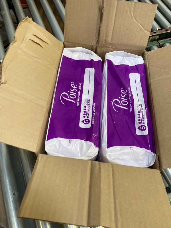 Photo 1 of  Poise Incontinence & Postpartum Pads for Bladder Leaks, 5 Drop Maximum Absorbency, Long Length, 84 Count, Packaging May Vary 