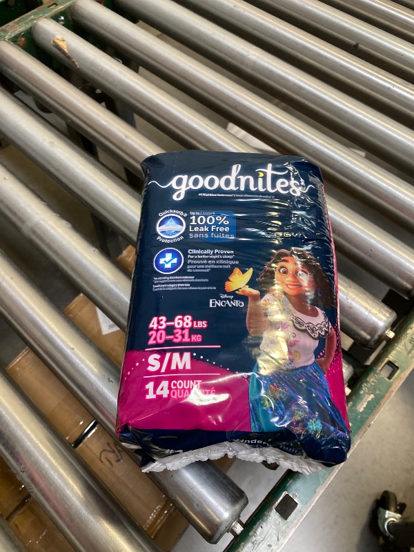 Photo 1 of Goodnites Girls' Nighttime Bedwetting Underwear, Size S/M (43-68 lbs), 14 Ct, Packaging May Vary