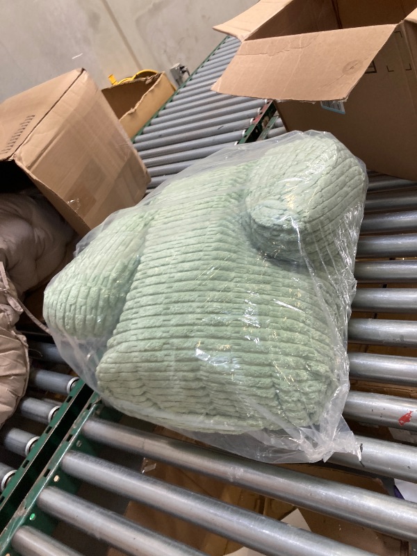 Photo 1 of  Blissful Diary Reading Pillow, Backrest Pillow with Shredded Memory Foam for Adult & Children, Designed for Bed and Couch Sitting Up, Includes Arms, Pockets and Washable Cover, Sage Green 