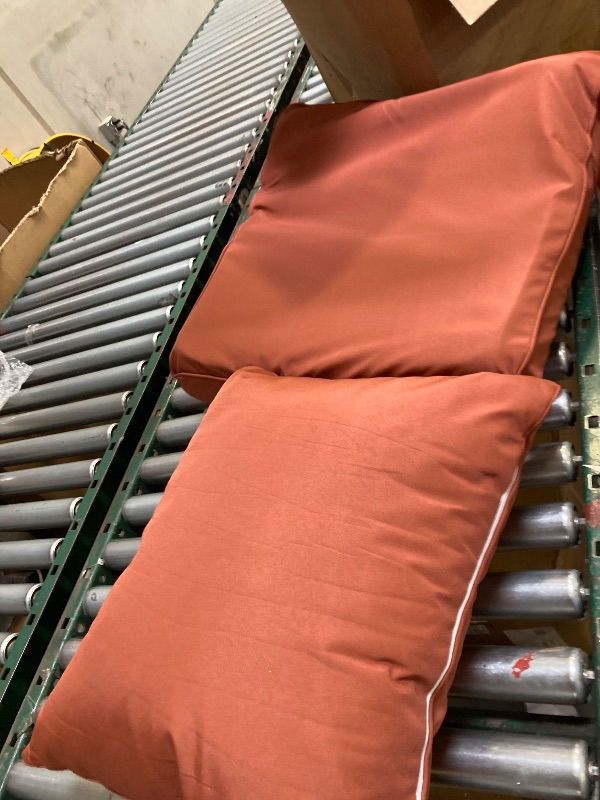 Photo 1 of  Outdoor Deep Seat Cushion Patio Seat and Back Cushion Set Seasonal Replacement Chair Cushion with Removable Cover and Adjustable Buckle for Home and Garden, 19"x19"x3", Brick Red 