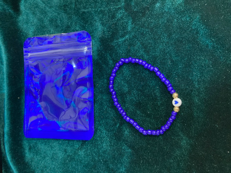 Photo 1 of Blue Friendship Bracelet, Adjustable Heart Clay Beads Bracelet,Unisex Birthday Gift