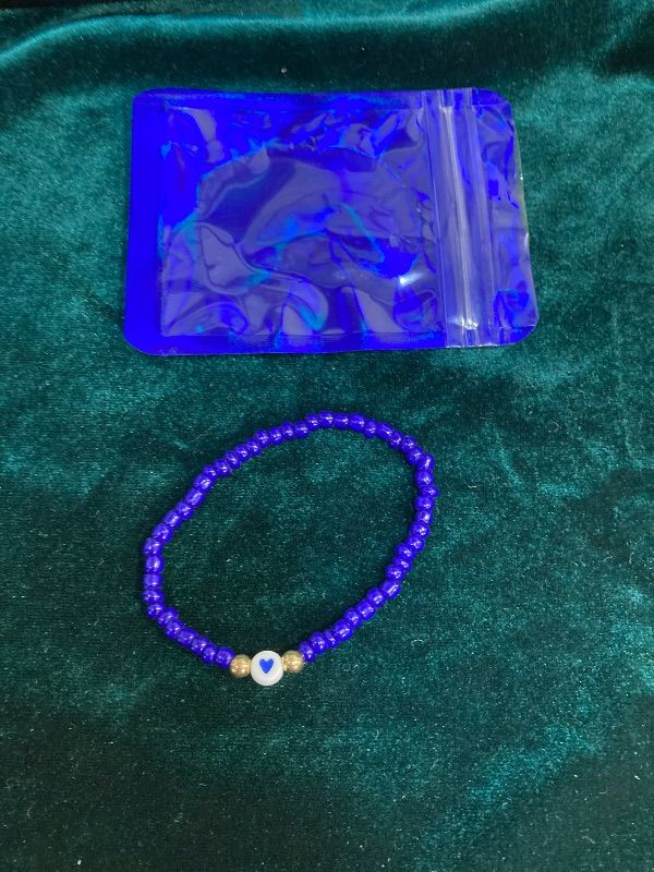 Photo 1 of Blue Friendship Bracelet, Adjustable Heart Clay Beads Bracelet,Unisex Birthday Gift
