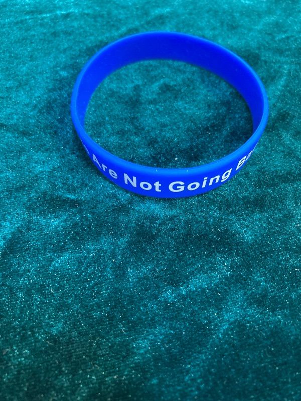 Photo 1 of "We're Not Going Back"  Silicone Rubber Bracelets-Blue pack of 10