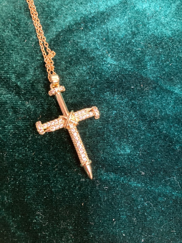 Photo 1 of Gold Color Nail Cross Fine Pendant Necklace Small