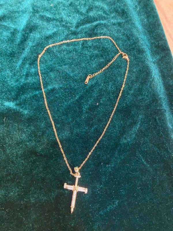 Photo 1 of Gold Color Nail Cross Fine Pendant Necklace Small