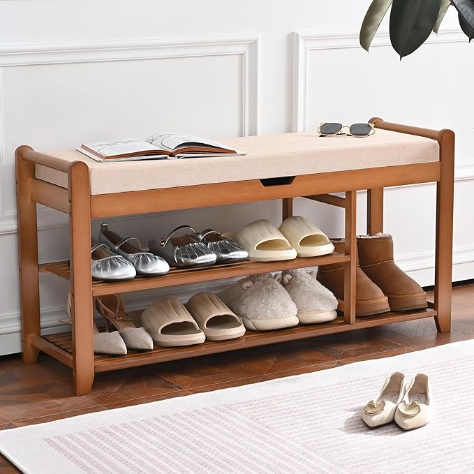 Photo 1 of 39.4in Shoe Rack Bench, Shoe Storage Bench with Lift Top Hidden Storage, Entryway Bench Holds Up to 330lb for Bedroom Living Room