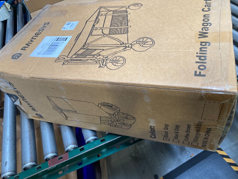 Photo 1 of 300L Collapsible Wagons Cart with Wheels Foldable, 440lbs Heavy Duty Folding Wagon, Upgraded Effortless Elegance, Foldable Wagon for Sports Beach Grocery Camping, Black & Gray