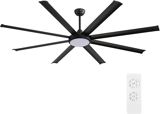Photo 1 of 96 Inch Industrial Ceiling Fans without Lights?Large Ceiling Fan with 8 Reversible Aluminum Blades, 6-Speed Remote Control, Home or Commercial Ceiling Fan for Porch?Garage?Shop