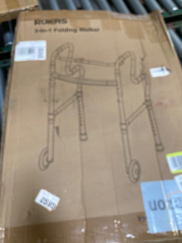 Photo 1 of Walkers for Seniors, Folding Walker, Narrow Walkers for Small Spaces, Standard Walker Height Adjustable, Front Wheeled Rolling Walker, Upright Mobility Aid for Seniors and Handicap, Up to 300 Pounds
