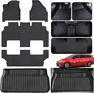 Photo 1 of Floor Mats with Trunk Mat for 2017-2025 Chrysler Pacifica Hybrid Version 7-Seater Touring Models(Non Fit Pinnacle Model),TPE All Weather Protection Car Floor Liners & Cargo Liners