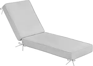 Photo 1 of Sundale Outdoor Olefin Chaise Lounge Cushion, Water-Resistant Patio Lounge Chair Cushion, Thick Lounger Pad with 8 Straps Light Gray, 72 x 21 x 4 Inches