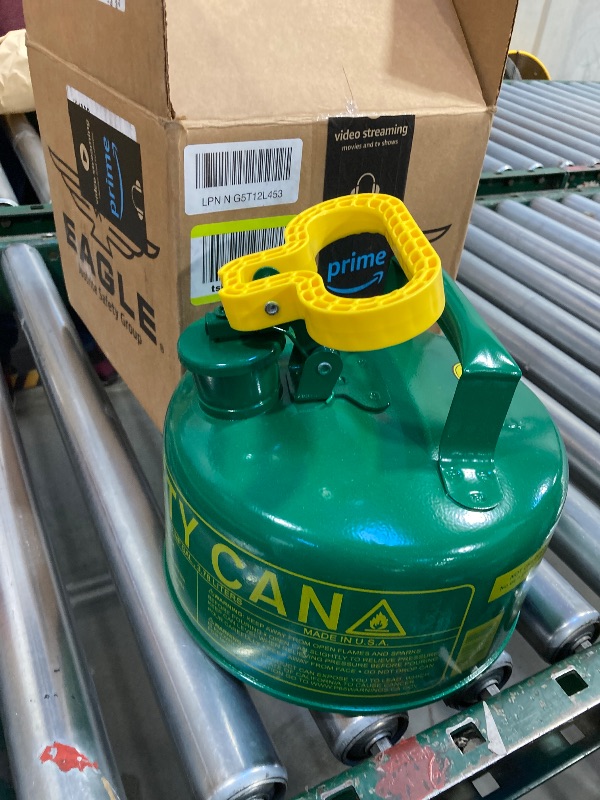 Photo 1 of Eagle 1 Gallon Type I Green Safety Gas Can for Oil and Other Combustibles with Flame Arrester and Self-Closing Lid, Made in the USA, Galvanized Steel Flammable Storage Can, UI25SG