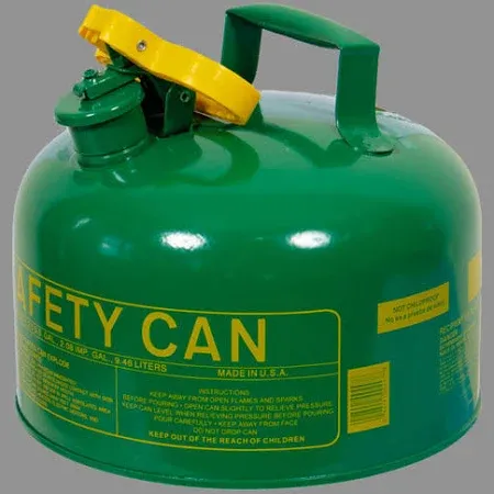 Photo 1 of Eagle 2.5 Gallon Type I Green Safety Gas Can for Oil and Other Combustibles with Flame Arrester and Self-Closing Lid, Made in the USA, Galvanized Steel Flammable Storage Can, UI25SG