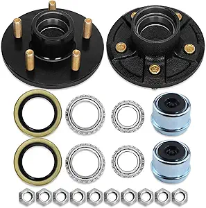 Photo 1 of Sets 3500lb Trailer Axle Trailer Hub Kit 5 Bolt 4.5",5×4.5 Trailer Hub fit 1-1/16" to 1-3/8" Tapered Trailer Spindle,Trailer Hub Assembly,Boat Trailer Hubs 5 Lug (Not Fit for Straight Spindle)