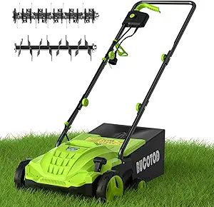 Photo 1 of 2-in-1 Electric Dethatcher and Scarifier, 13-Inch Raking & Scarifying, Turf Dethatcher & with 4-Position Height Adjustment, 14.5 gal Removable Thatch Bag for Lawn Health