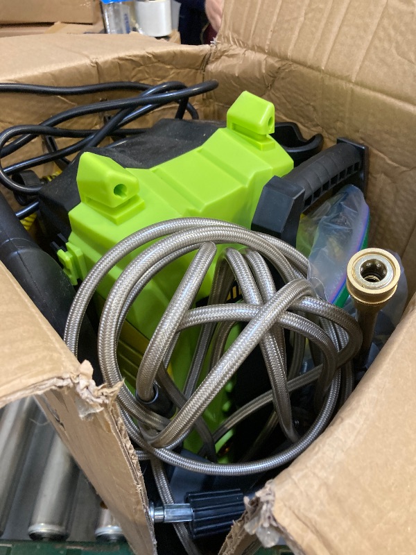 Photo 1 of Electric High Pressure Washer - Portable Washer with 23 FT Water Outlet & 6.6 FT Inlet Hose, Steel Spray Wand, Foam-Adjustable Cannon,4 Nozzle Set, Cleans Car/Patio/Fence/Window, 3800PSI 2.4GPM