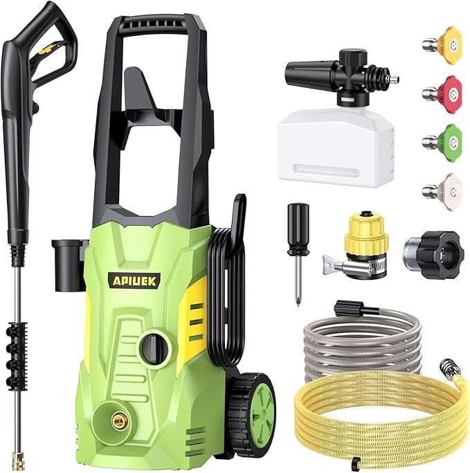 Photo 1 of Electric High Pressure Washer - Portable Washer with 23 FT Water Outlet & 6.6 FT Inlet Hose, Steel Spray Wand, Foam-Adjustable Cannon,4 Nozzle Set, Cleans Car/Patio/Fence/Window, 3800PSI 2.4GPM