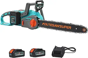 Photo 1 of 16-Inch Electric Chainsaw Cordless, Battery Powered Chainsaw with Brushless Motor, 2 * 20V DC 4Ah Batteries and Charger, Automatic Chain Refueling for Wood Cutting And Tree Trimming