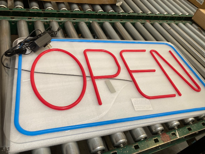 Photo 1 of Open Signs for Business Ultra Bright LED Neon Open Signs for Business Storefront Window Glass Door Shop Store Florists Bar Salon Pubs with ON/OFF Switch (Blue/Red, 32 Inch)